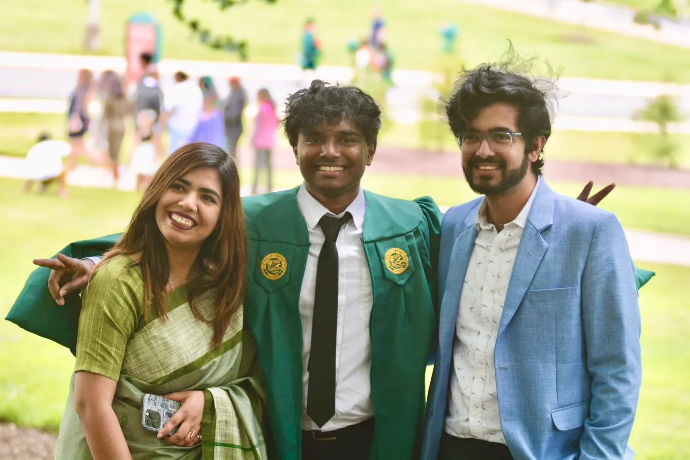 Chahat Raj with Charith and Anjishnu at Charith's graduation